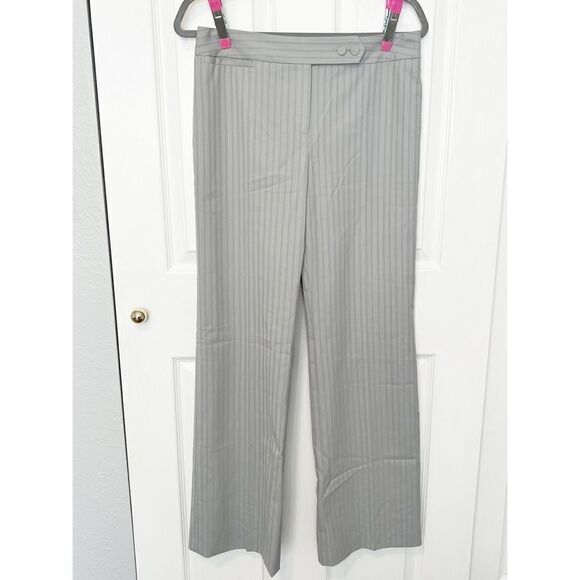Ann Taylor NWOT Gray and Light Blue Striped Wool Blend Trousers Size 4 - Picture 1 of 7